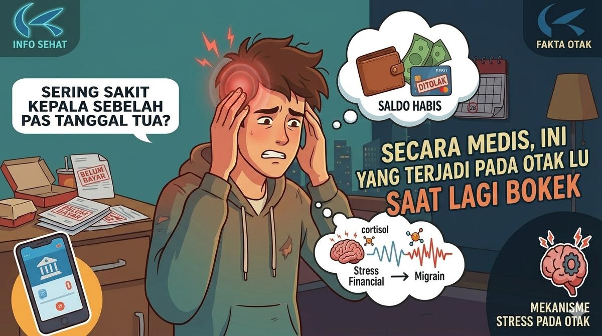 Sering Sakit Kepala Sebelah Pas Tanggal Tua? Secara Medis, Ini yang Terjadi Pada Otak Lu Saat Lagi Bokek