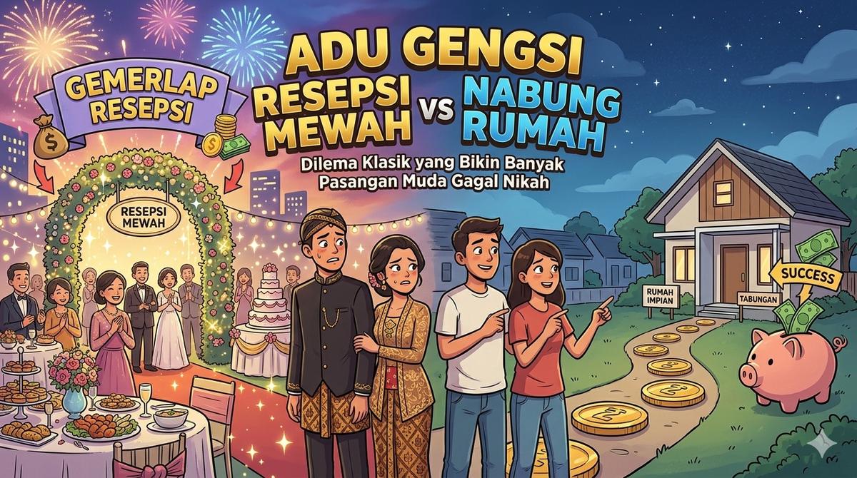Adu Gengsi Resepsi Mewah vs Nabung Rumah: Dilema Klasik yang Bikin Banyak Pasangan Muda Gagal Nikah