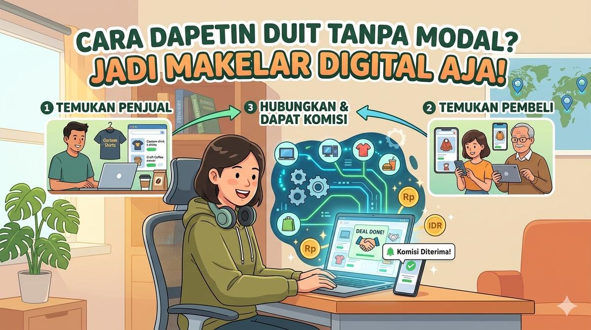 Cara Dapetin Duit Tanpa Modal? Jadi Makelar Digital Aja
