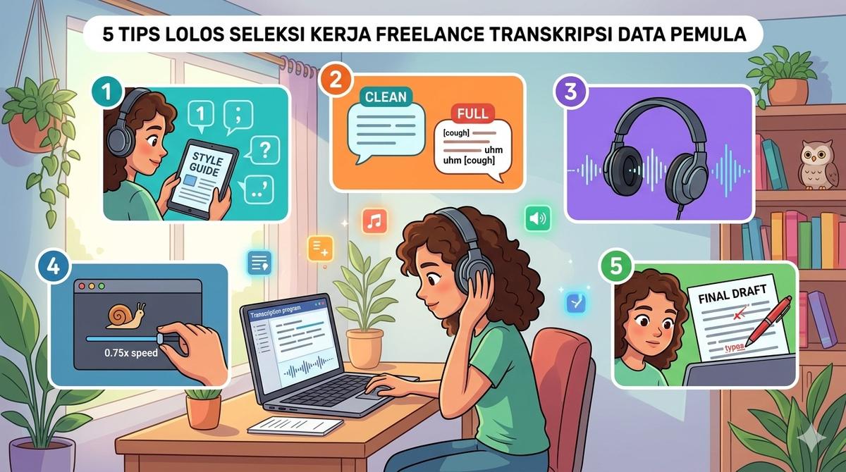 5 Tips Lolos Seleksi Kerja Freelance Transkripsi Data Pemula