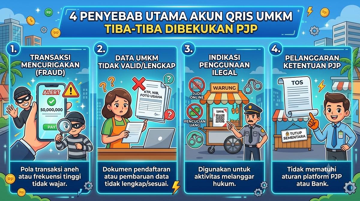 4 Penyebab Utama Akun QRIS UMKM Tiba-Tiba Dibekukan PJP